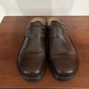Dunes Doria Leather Slide with Stitching Mules Brown Slide-on clogs size 9m